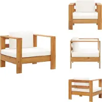 vidaXL Tuinstoel - Tuinstoelen - Stoel - Stoelen - Tuinstoel met kussen massief acaciahout crème