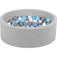Petsona bällebad bällepool für hunde 90x30cm/200 bälle rund katze kaninchen haustiere hundepool tiere schaumstoff pool tragbar hergestellt in eu, hellgrau: grau/weiß/babyblau