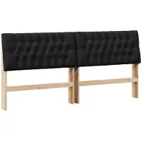 vidaXL Gestoffeerd hoofdbord Zwart 200 cm Massief grenenhout