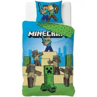 Minecraft beddengoedset – Comfortabel dekbedovertrek 140x200 cm + kussensloop 60x70 cm