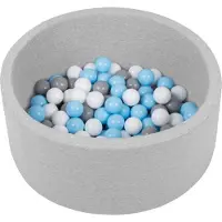 Petsona Ballenbad voor honden 70x30cm met 150 ballen - Hondenzwembad rond - Kattenspeelgoed - Lichtgrijs: Grijs Wit Babyblauw
