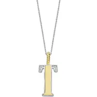 Ti sento Dames Hanger - 925 zilver - Letter T - Zirkonia met geel verguld - 6840ZY_T