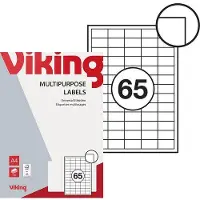 Viking Multifunctionele etiketten Rechte hoeken Klevend Wit 2,12 x 3,81 cm 100 Vellen à 65 Etiketten