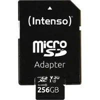 Intenso Professional miniSDXC-kaart Retail 256 GB Class 10, UHS-I U3, v30 Video Speed Class Watervast, Temperatuurbeste