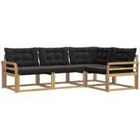 vidaXL Buiten bank set 4 st Wit en zwart