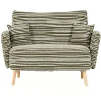 STILVORA 2 Zitsbank 121x81,5x87 Cm - Diepe Zit Met Zachte Armleuningen En Zijvakken - Voor Woonkamer Slaapkamer Kantoor - Bouclé Olijfgroen