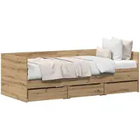 vidaXL Dagbed met lade Artisan Eiken 90 x 200 cm Bewerkt hout