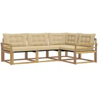 vidaXL Buiten bank set 4 st Wit en Beige