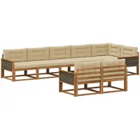 vidaXL Buiten bank set 8 st Natuurlijk en Beige