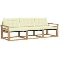 vidaXL Buiten bank set 3 st Wit en crèmekleurig