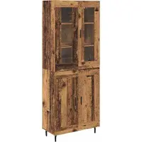 vidaXL Highboard 2 st Oud Hout 69,5 x 34 x 180 cm Bewerkt hout
