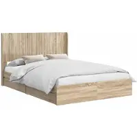 vidaXL Bedframe met opbergruimte en hoofdbord 2 st Bewerkt hout