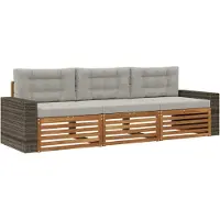 vidaXL Buiten bank set 3 st Naturel en lichtgrijs Polyester