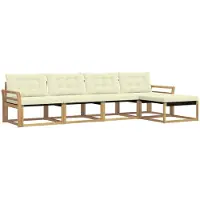 vidaXL Buiten bank set 5 st Wit en crèmekleurig