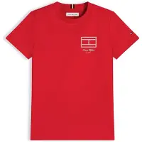 Tommy Hilfiger Shirt 'Outline Flag Logo' rood / wit
