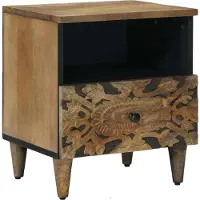 vidaXL Bedkast met lade Bruin 40 x 33 x 46 cm Massief Mango Hout