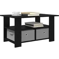 vidaXL Salontafel Zwart Eiken 77 x 55 x 42 cm Bewerkt hout