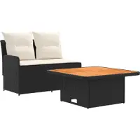 vidaXL Tuin Armleuning Sofa met Opklapbare Tafel 2 Stuk Zwart en Crème