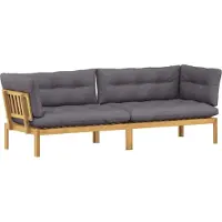 vidaXL Tuinpallet Sofa Eenheden 2 Stuk Lichtbruin en Donkergrijs