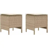 vidaXL 2 st Tuin Voetenbank PE Riet Beige en Crème