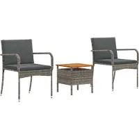 vidaXL Tuin Bistro Set 3 st Grijs poly rattan