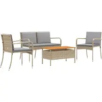 vidaXL Tuinset Beige poly rattan