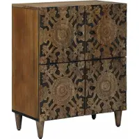 vidaXL Dressoir met opslag Bruin 60 x 33,5 x 75 cm Massief Mango Hout