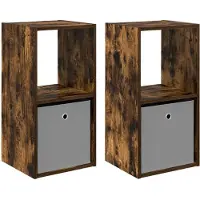 vidaXL Nachtkastje 2 st Rook Eiken 35 x 32 x 68,5 cm Bewerkt hout