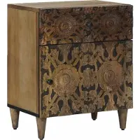 vidaXL Bedkast met lade Bruin 50 x 33 x 60 cm Massief Mango Hout
