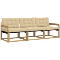 vidaXL Buiten bank set 3 st Wit en Beige