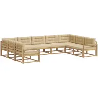 vidaXL Buiten bank set met kussen 9 pcs Wit en Beige