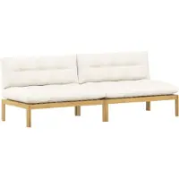 vidaXL Midden Sofa Eenheid Licht Acacia en Crèmekleurig Wit Acaciahout