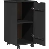 vidaXL Rollende kast Zwart 34 x 39 x 65,5 cm Massief vurenhout