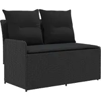 vidaXL Tuin Armleuning Sofa met Opklapbare Tafel 2 Stuk Zwart PE Riet