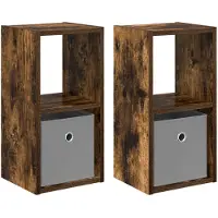vidaXL Nachtkastje 2 st Rook Eiken 25,5 x 22 x 49,5 cm Bewerkt hout