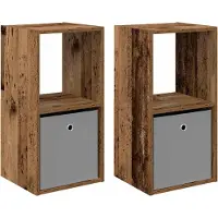 vidaXL Nachtkastje 2 st Oudhout 35 x 32 x 68,5 cm Bewerkt hout