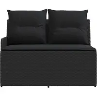 vidaXL Tuin Armleuning Sofa met Opklapbare Tafel 2 Stuk Zwart PE Riet
