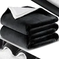 Kesser Fleece deken Flannel Plaid Sherpa Knuffeldeken Deken voor op de bank - Zwart, XXL (220 cm x 240 cm)