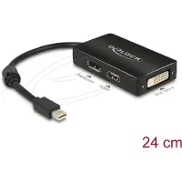 DeLOCK 62623 DisplayPort / HDMI / DVI Adapter [1x Mini-DisplayPort stekker - 1x DisplayPort bus, HDMI-bus, DVI-bus 24+1-polig] Zwart Met Ferrietkern 16.00 cm
