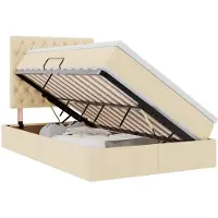 vidaXL Opslag bed met matras met hoofdeinde Crème 120 x 190 cm Stof
