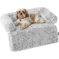 OEM Hondenbed, anti-kras hondenmat, hondenbank, bankbeschermer, wasbaar en antislip hondenmandje voor kleine honden, maat M, 80 x 75 x 16 cm, lichtgrijs
