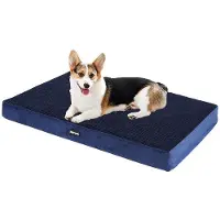 OEM Orthopedisch hondenbed, 9 cm dik hondenmatras voor middelgrote honden, afneembare en wasbare hondenhoes, antislip onderkant, waterdichte vulling, 91 cm, marineblauw