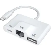 NÖRDIC LGN-107 Lightning naar USB A adapter - 1x RJ45 - 10 cm - Wit