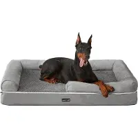 OEM Hondenbed - Hondenbed met zachte vulling en verhoogde randen - 120 x 85 x 25 cm - lichtgrijs, antislip - PGW078G02