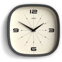 OEM Retro wandklok | Vierkant, rond | 25 cm | Donkergrijs | Geschikt voor keuken, woonkamer of kantoor