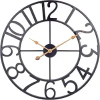 OEM Industriële vintage wandklok, 76 cm, stille metalen wandklok, zwart, geschikt voor keuken, woonkamer, slaapkamer, kantoor