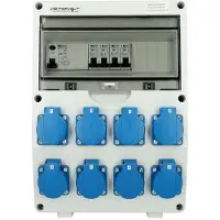 Emat kunststof wandverdeler 3-fase IP44 met 8x schuko 16A (85016030)