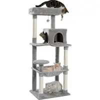 Famanu Katten speeltoestel, stabiel activiteitencentrum, kattenkooi met hangmat en buisjeshuis.