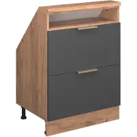 Vicco R-Line Keukenkast voor schuine wand – 60 cm met 2 laden Antraciet goud/goud power eiken