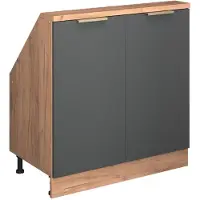 Vicco Rion Kast voor schuine wand – 80 x 81.6 cm met 2 deuren Antraciet-goud